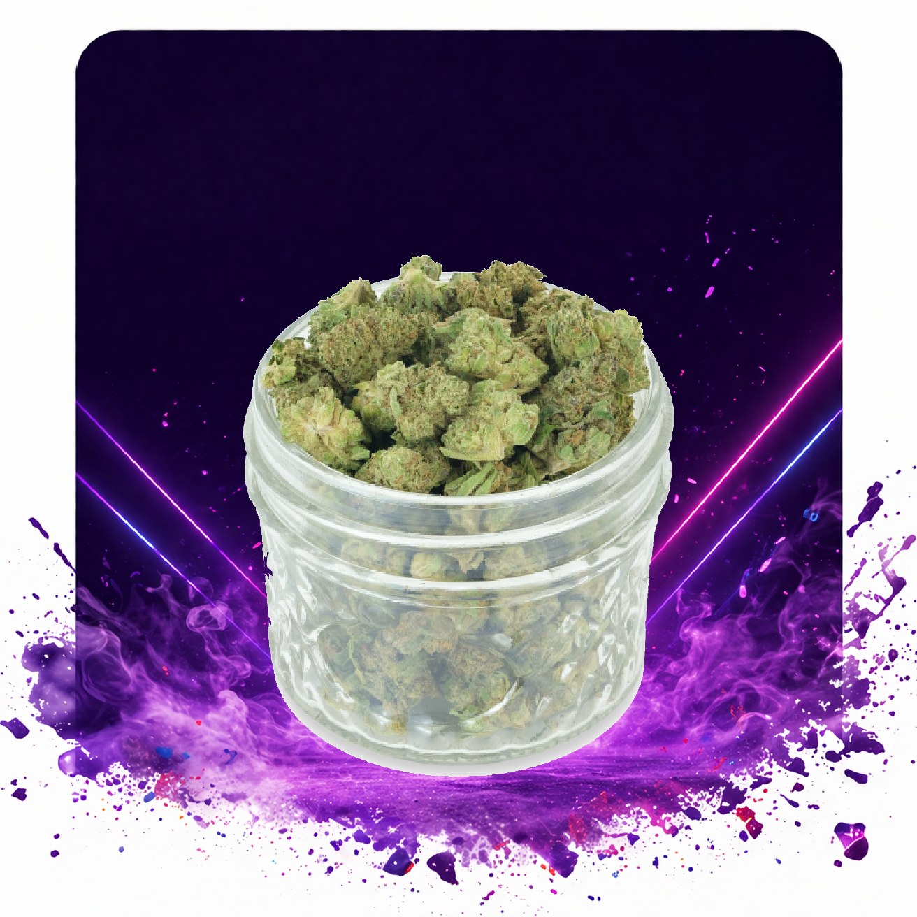 Image showing what are tropicana smalls with a purple background and splash below.