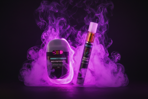 Vape collection with purple smoke